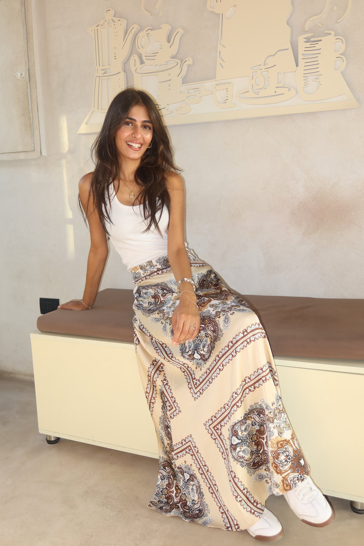 Printed Satin Skirt