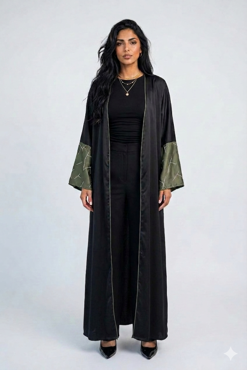 The Olive Satin Abaya by Ashya